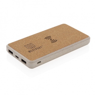 Logotrade promotional products photo of: Cork and Wheat Straw 8.000 mAh 5W wireless powerbank