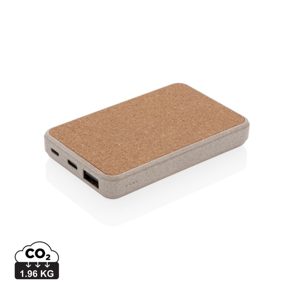 Logo trade corporate gifts picture of: Cork and Wheat 5.000 mAh pocket powerbank