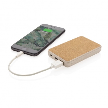 Logo trade promotional merchandise photo of: Cork and Wheat 5.000 mAh pocket powerbank