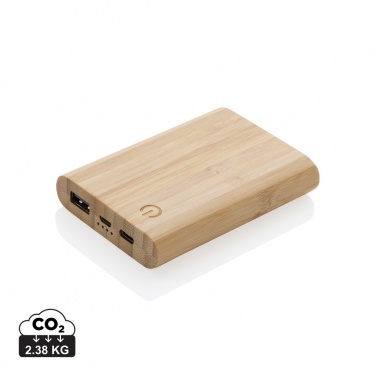 Logo trade promotional gift photo of: Bamboo 5.000 mAh powerbank