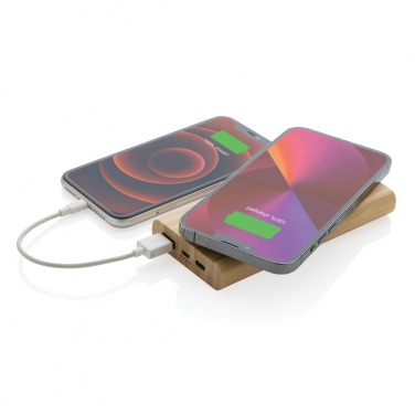 Logo trade promotional product photo of: Bamboo 8.000 mAh 5W wireless powerbank