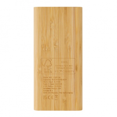 Logotrade promotional gifts photo of: Bamboo 8.000 mAh 5W wireless powerbank