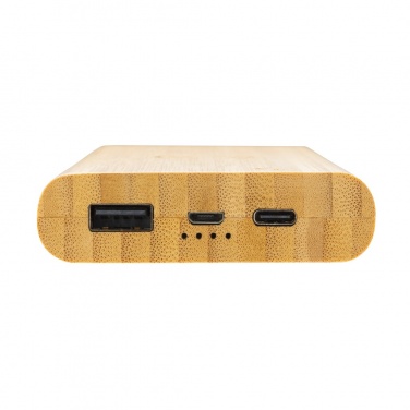 Logo trade promotional giveaway photo of: Bamboo 8.000 mAh 5W wireless powerbank