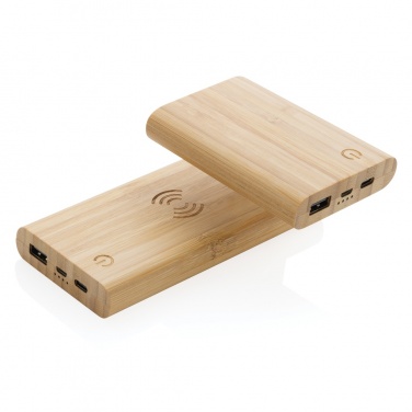 Logo trade promotional merchandise photo of: Bamboo 8.000 mAh 5W wireless powerbank