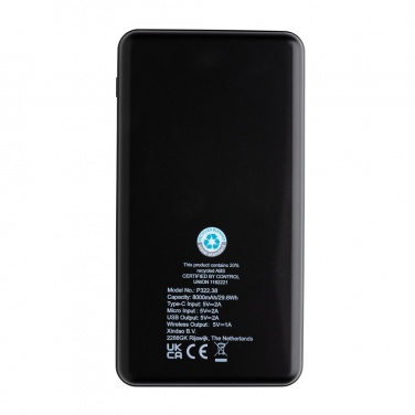 Logo trade business gift photo of: RCS recycled plastic 8000 mAh Wireless Powerbank