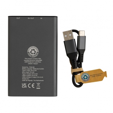 Logotrade promotional items photo of: Terra RCS recycled aluminium powerbank 5.000 mAh