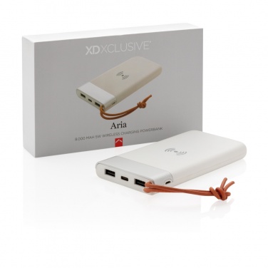 Logotrade promotional gift image of: Aria 8.000 mAh 5W wireless charging powerbank