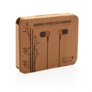 Logo trade business gift photo of: Bamboo wireless earbuds