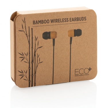 Logo trade promotional merchandise photo of: Bamboo wireless earbuds