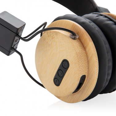 Logo trade promotional gifts image of: Bamboo wireless headphone