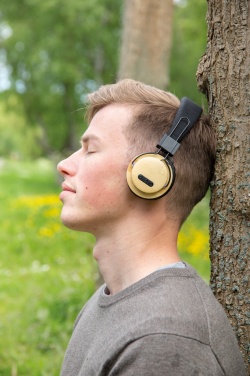 Logo trade promotional gifts picture of: Bamboo wireless headphone