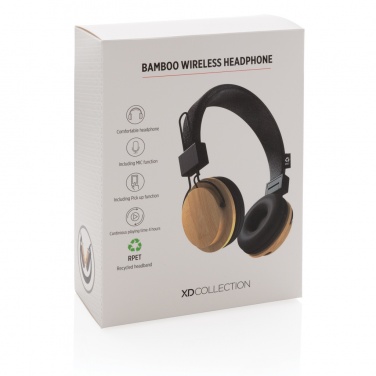 Logotrade corporate gift image of: Bamboo wireless headphone