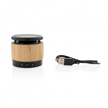 Logo trade promotional gifts image of: Bamboo wireless charger speaker