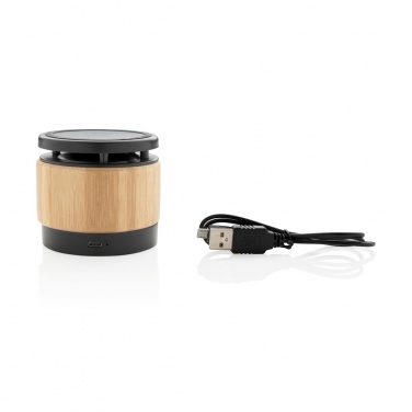 Logotrade promotional product image of: Bamboo wireless charger speaker