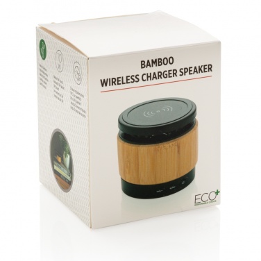Logo trade promotional items picture of: Bamboo wireless charger speaker