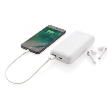 Logo trade promotional products image of: Liberty TWS earbuds with 5.000 mAh powerbank