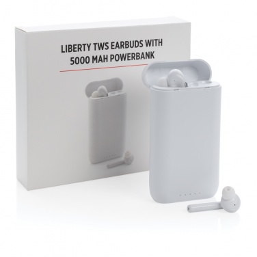 Logotrade promotional product picture of: Liberty TWS earbuds with 5.000 mAh powerbank