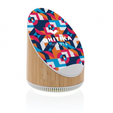 Logo trade promotional giveaways picture of: Ovate bamboo 5W speaker with 15W wireless charger