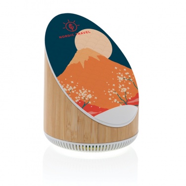 Logo trade business gift photo of: Ovate bamboo 5W speaker with 15W wireless charger