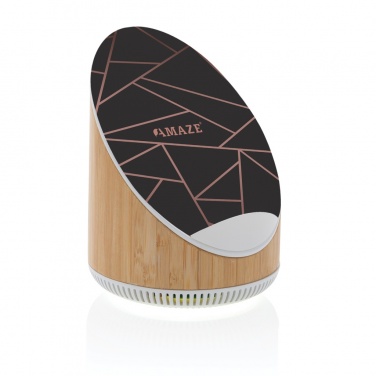 Logo trade promotional giveaway photo of: Ovate bamboo 5W speaker with 15W wireless charger