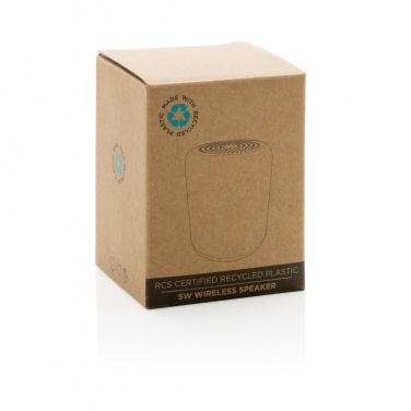Logo trade promotional giveaway photo of: RCS certified recycled plastic 5W Wireless speaker