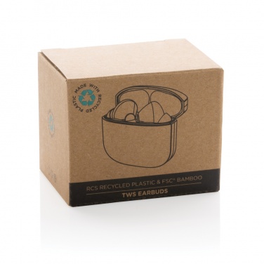 Logotrade promotional giveaway picture of: Bamboo TWS earbuds with RCS recycled plastic