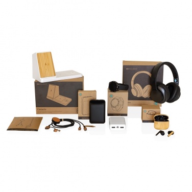 Logo trade promotional products picture of: Bamboo TWS earbuds with RCS recycled plastic