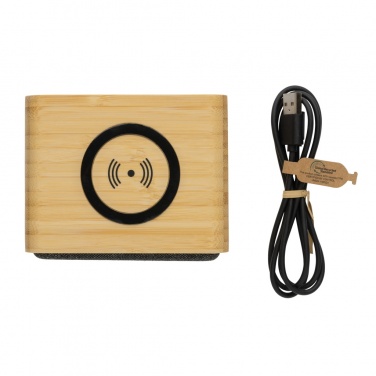 Logo trade corporate gifts image of: RCS Rplastic 3W speaker with bamboo 5W wireless