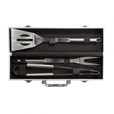 Logo trade promotional giveaways image of: 3 pcs barbecue set in aluminium box