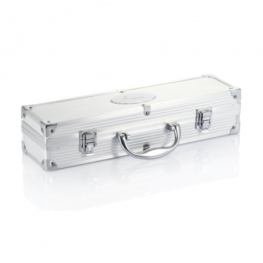 Logo trade promotional giveaways image of: 3 pcs barbecue set in aluminium box