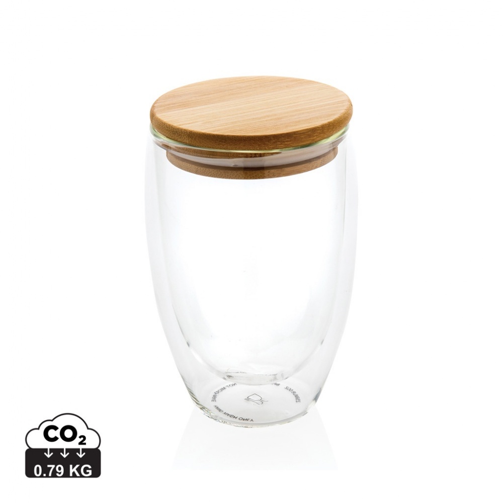 Logotrade corporate gifts photo of: Double wall borosilicate glass with bamboo lid 350ml