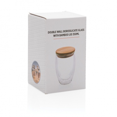 Logotrade advertising product image of: Double wall borosilicate glass with bamboo lid 350ml