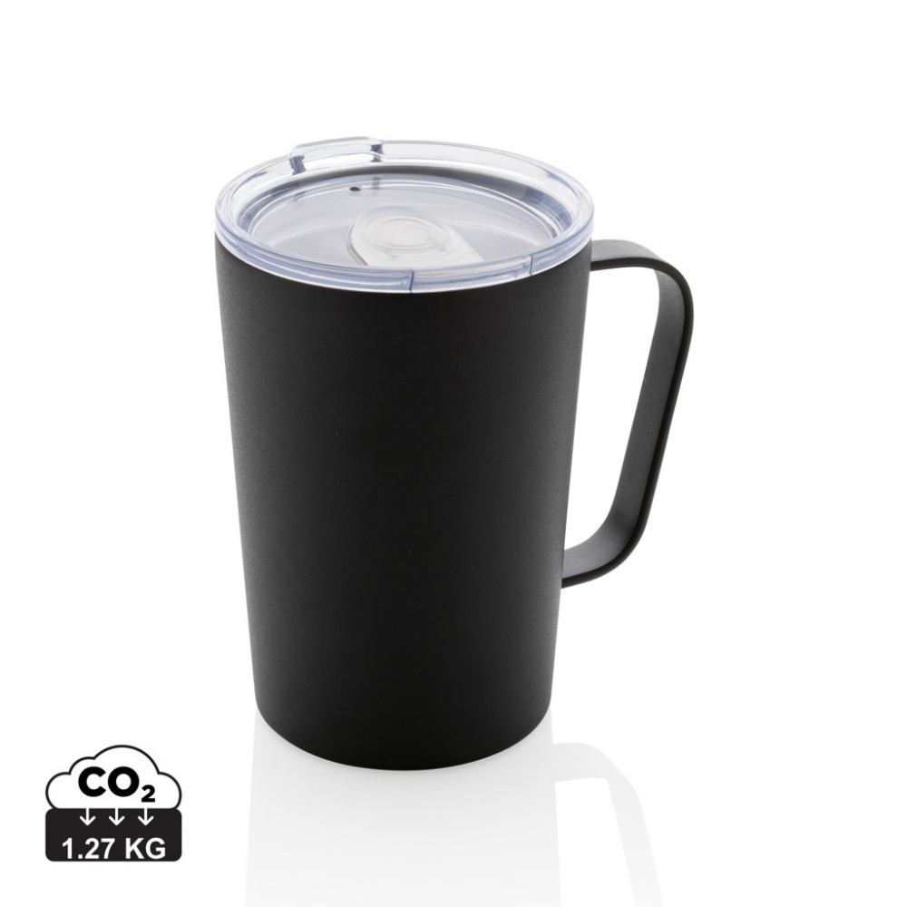 Logo trade corporate gifts image of: RCS Recycled stainless steel modern vacuum mug with lid