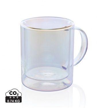 Logo trade promotional giveaways image of: Deluxe double wall electroplated glass mug