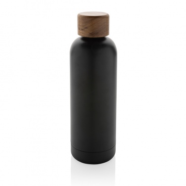 Logo trade business gift photo of: Wood RCS certified recycled stainless steel vacuum bottle