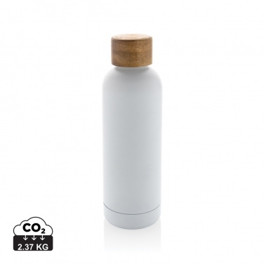 Logo trade promotional giveaways image of: Wood RCS certified recycled stainless steel vacuum bottle