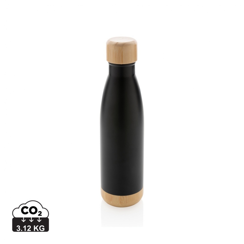 Logo trade promotional gifts picture of: Vacuum stainless steel bottle with bamboo lid and bottom