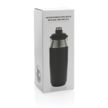Logo trade promotional merchandise picture of: Vacuum stainless steel dual function lid bottle 1L