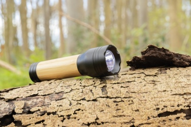 Logo trade promotional products image of: Lucid 3W RCS certified recycled plastic & bamboo torch