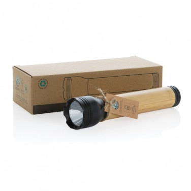 Logo trade promotional merchandise image of: Lucid 5W RCS certified recycled plastic & bamboo torch