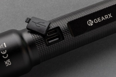 Logo trade corporate gifts image of: RCS recycled aluminum USB-rechargeable heavy duty torch