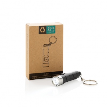 Logo trade promotional products picture of: Globix RCS recycled plastic USB re-chargeable keychain torch
