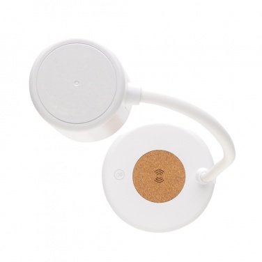 Logotrade promotional item picture of: Zenara RCS recycled plastic and cork 15W wireless desk lamp