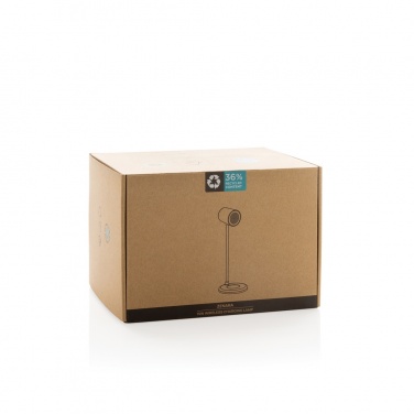 Logo trade business gifts image of: Zenara RCS recycled plastic and cork 15W wireless desk lamp