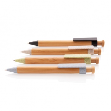 Logo trade advertising products image of: Bamboo pen with wheatstraw clip