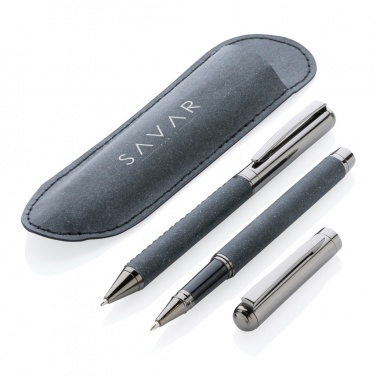 Logo trade promotional giveaway photo of: Recycled leather pen set