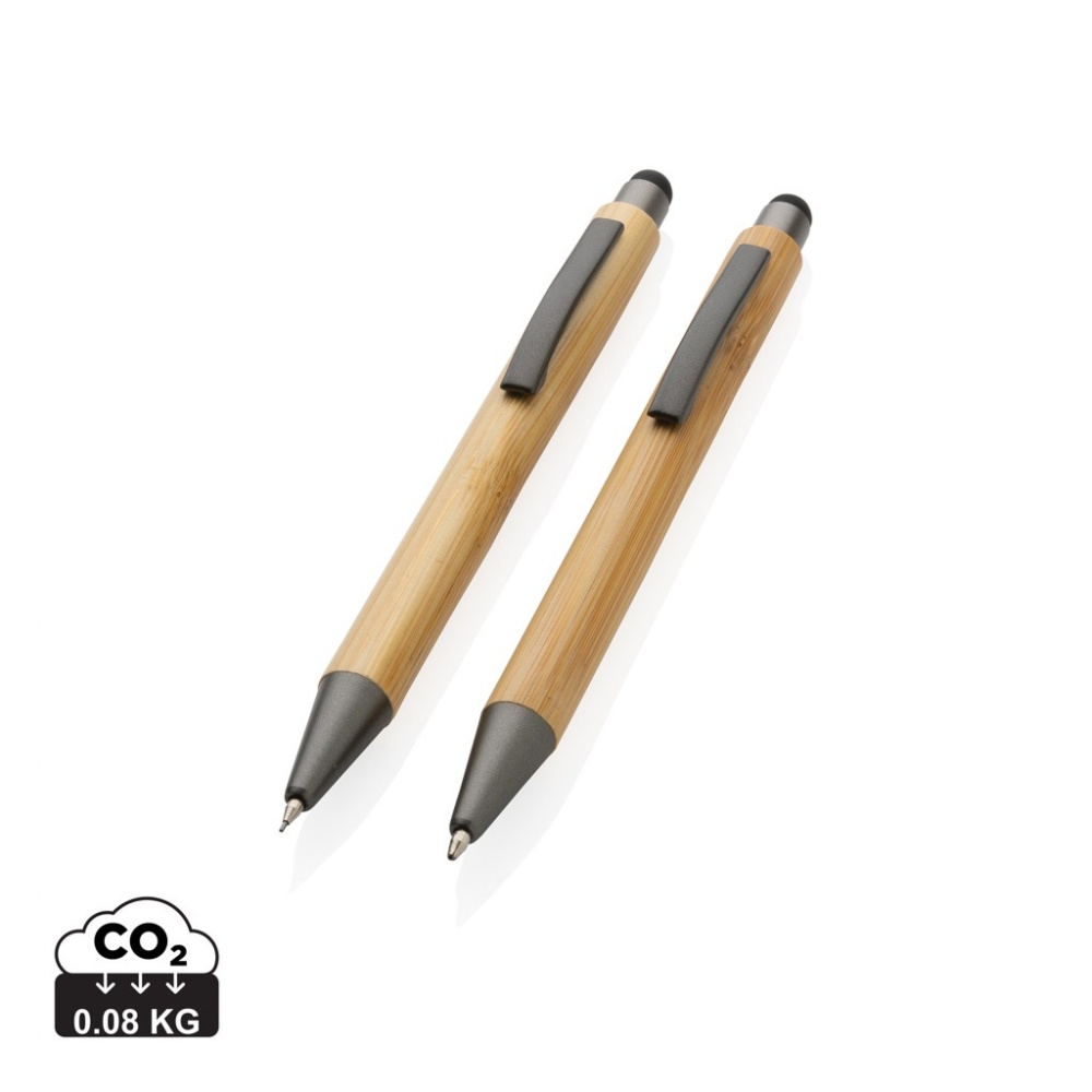 Logo trade promotional product photo of: Bamboo modern pen set in box