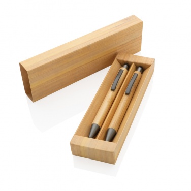 Logotrade promotional item image of: Bamboo modern pen set in box