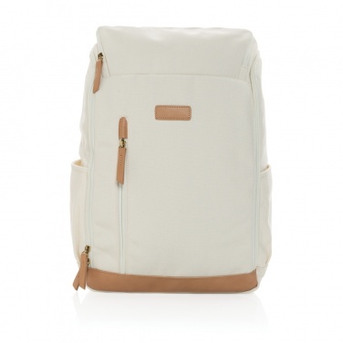 Logotrade advertising product picture of: Impact AWARE™ 16 oz. recycled canvas 15" laptop backpack