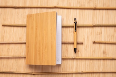 Logo trade promotional gift photo of: A5 Bamboo notebook & pen set